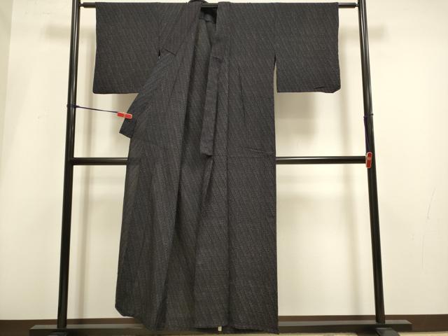 平和屋着物▽上質なお召 単衣 亀甲文 正絹 逸品 DABH4961du