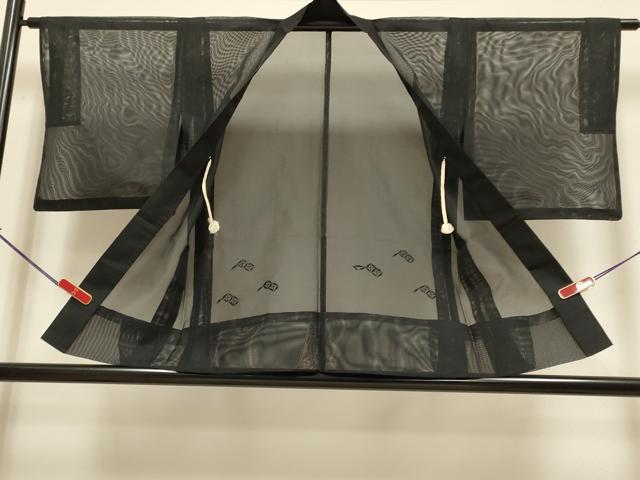平和屋着物▽羽織 スリーシーズン 春夏秋 塵除け 菱文 黒地 DABH4971du