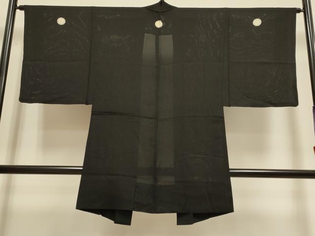 平和屋着物▽男性 黒紋付 羽織 スリーシーズン 春夏秋 塵除け 正絹 逸品 DABH4972du
