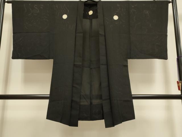 平和屋着物▽男性 黒紋付 羽織 スリーシーズン 春夏秋 塵除け 正絹 逸品 DABH4972du
