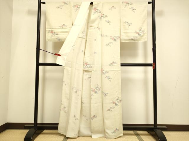 平和屋着物▽上質な小紋 単衣 草花文 正絹 逸品 DABH4980du