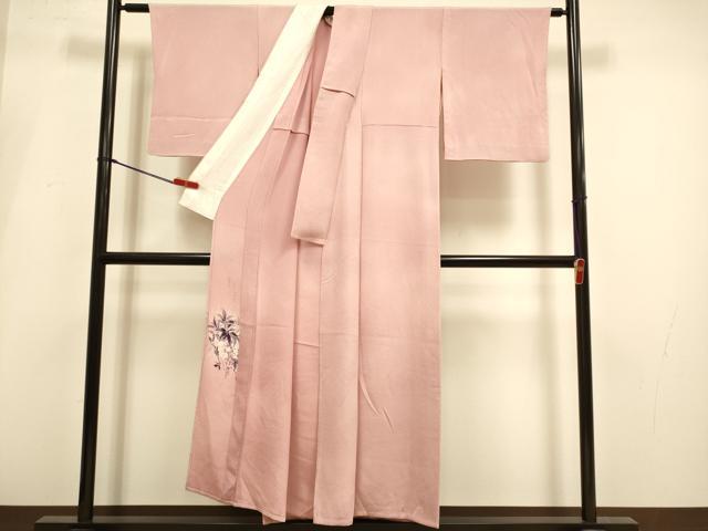 平和屋着物▽二代目清次郎 手描き 小紋 単衣 霞文 暈し染め 鬼しぼ縮緬 正絹 逸品 DABH4982du