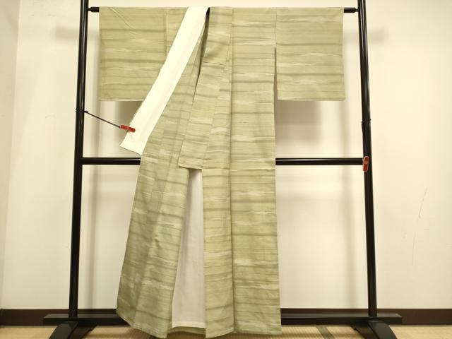 平和屋着物▽上質な紬 単衣 横段文 正絹 逸品 DABH4984du