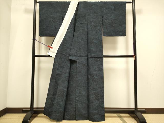 平和屋着物▽上質な紬 単衣 抽象文様 正絹 逸品 DABH4986du