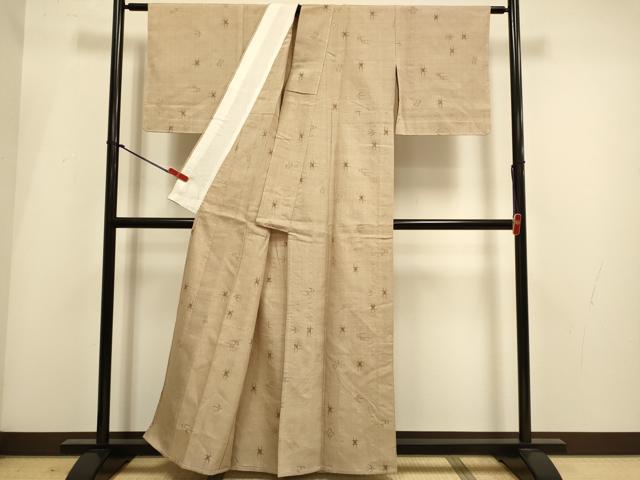 平和屋着物▽上質な紬 単衣 琉球絣文様 正絹 逸品 DABH4988du