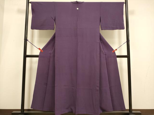 平和屋着物▽上質な色無地 単衣 濃い滅紫色 正絹 逸品 DABH4989du