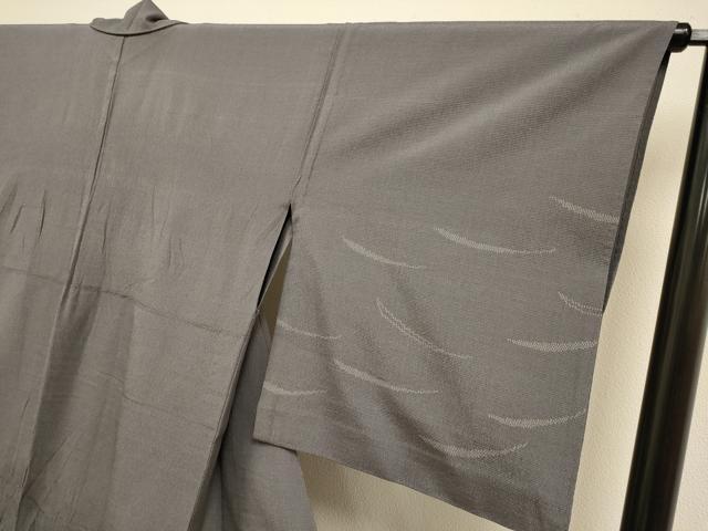 平和屋着物▽本塩沢 単衣 訪問着 舞葉文 正絹 逸品 DABH4991du