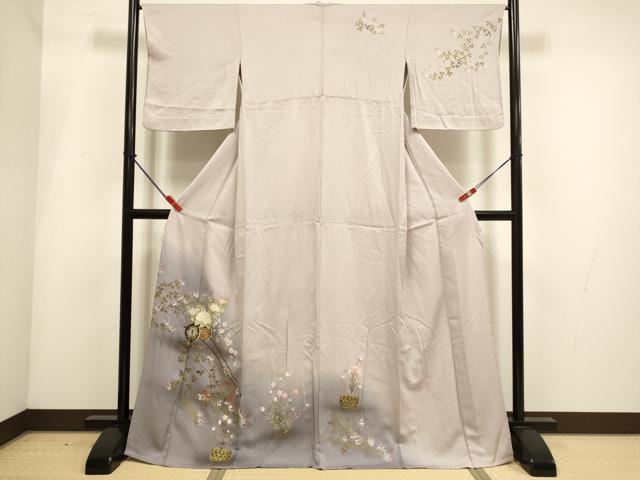 平和屋着物▽訪問着 単衣 花車文 暈し染め 金彩 正絹 逸品 DABH4999du