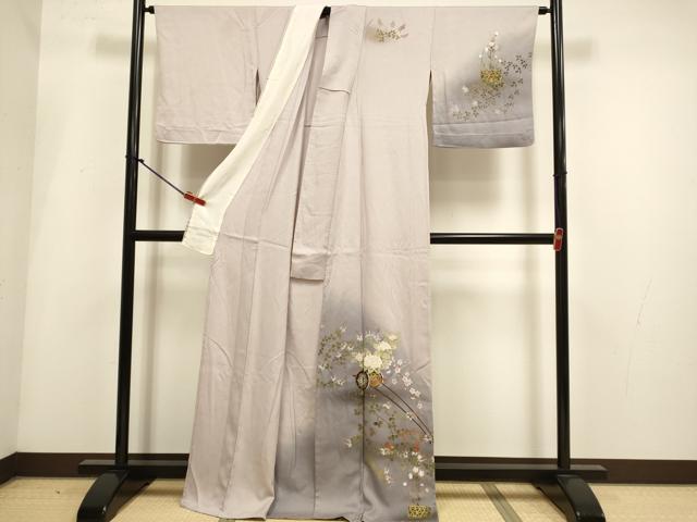 平和屋着物▽訪問着 単衣 花車文 暈し染め 金彩 正絹 逸品 DABH4999du