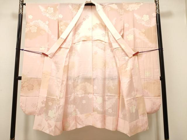 平和屋着物■振袖用長襦袢 無双仕立て 舞桜文 暈し染め 金彩 半衿刺繍 正絹 逸品 DABH5011ea