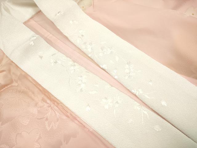 平和屋着物■振袖用長襦袢 無双仕立て 舞桜文 暈し染め 金彩 半衿刺繍 正絹 逸品 DABH5011ea