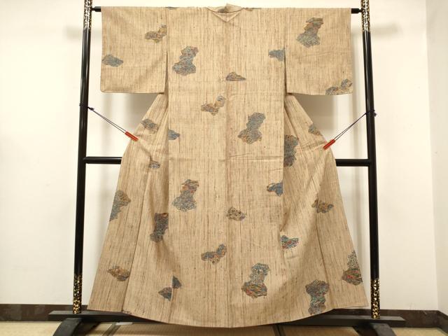 平和屋着物■上質な紬 切嵌花松文 正絹 逸品 DABH5015ea