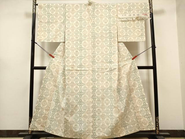 平和屋着物■深里紬 花繋ぎ 反端付き 正絹 逸品 DABH5016ea