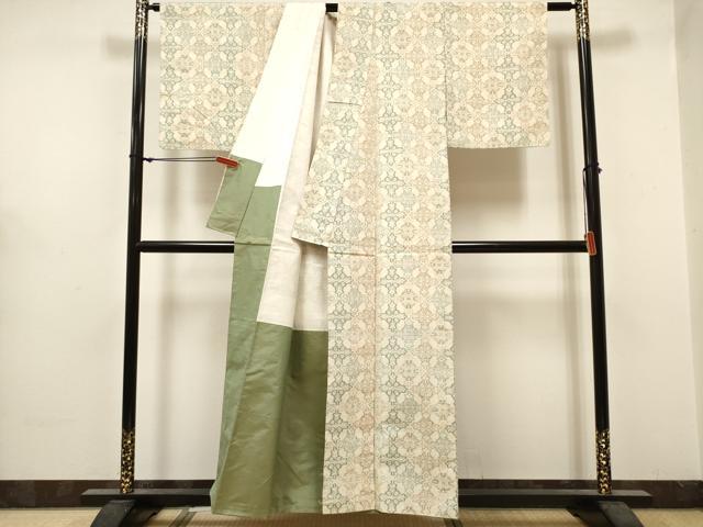 平和屋着物■深里紬 花繋ぎ 反端付き 正絹 逸品 DABH5016ea