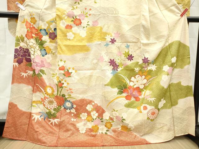 平和屋着物■豪華振袖 重ね山花文 金彩 正絹 逸品 DABH5026ea