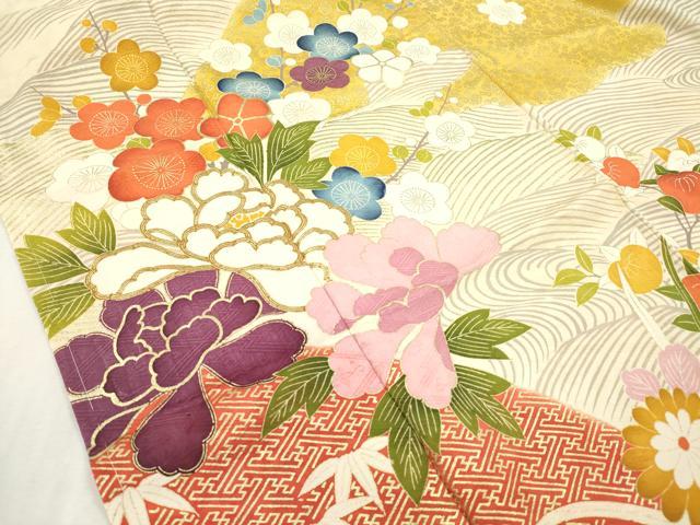 平和屋着物■豪華振袖 重ね山花文 金彩 正絹 逸品 DABH5026ea