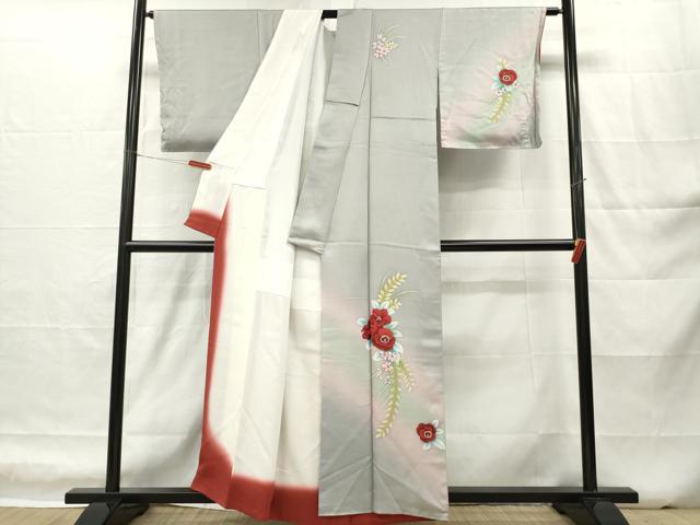 平和屋着物■訪問着 手描き 草花文 暈し染め 正絹 逸品 DABH5036ea