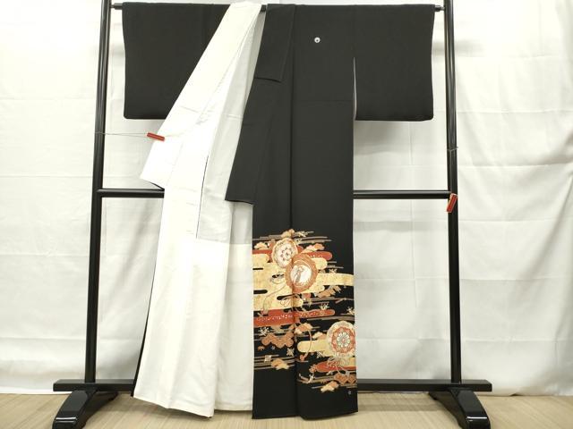 平和屋着物■豪華黒留袖 駒刺繍 鏡裏宝尽くし花文 松竹梅 金彩 正絹 逸品 DABH5037ea