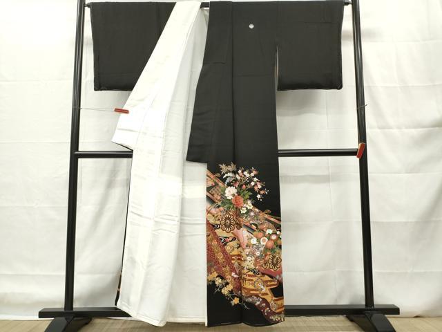 平和屋着物■豪華黒留袖 作家物 女人御簾花車文 松竹梅 金彩 正絹 逸品 DABH5040ea