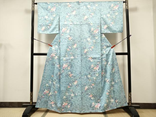 平和屋着物■小紋 枝花文 牡丹 洗える着物 DABH5053ea