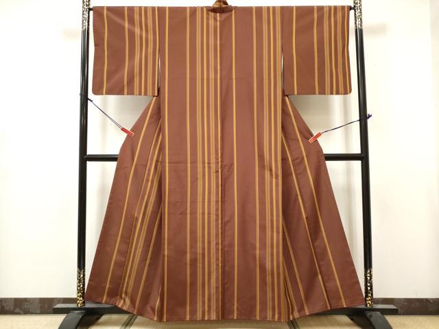 平和屋着物■本場縞大島紬 間道 正絹 逸品 DABH5065ea