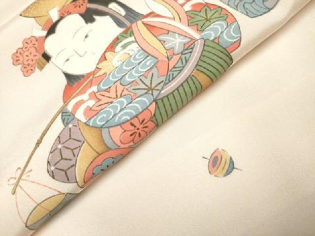 平和屋着物■長襦袢 無双仕立て 唐子遊び 正絹 逸品 DABH5067ea