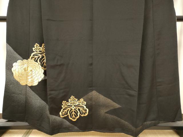 平和屋着物■豪華黒留袖 刺繍 桐菊文 金彩 正絹 逸品 DABH5074ea