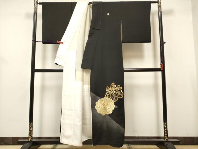 平和屋着物■豪華黒留袖 刺繍 桐菊文 金彩 正絹 逸品 DABH5074ea