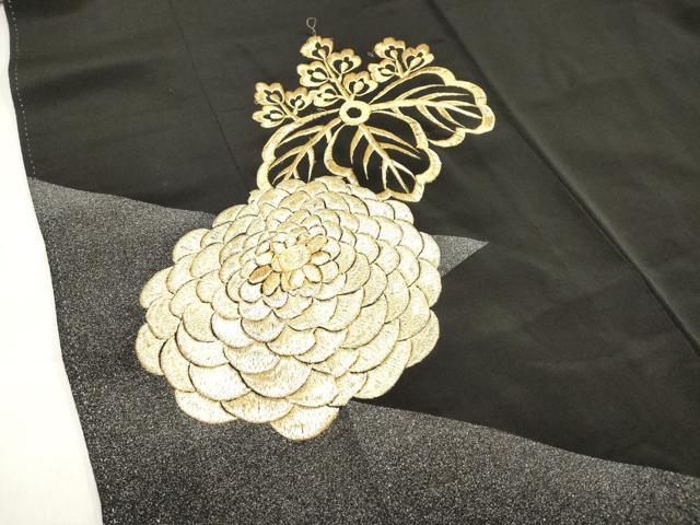 平和屋着物■豪華黒留袖 刺繍 桐菊文 金彩 正絹 逸品 DABH5074ea