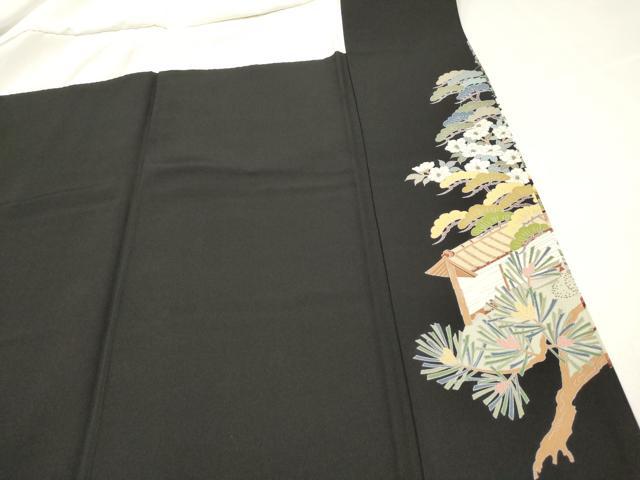 平和屋着物■豪華黒留袖 友禅 作家物 枯山水 松竹梅 正絹 逸品 DABH5077ea