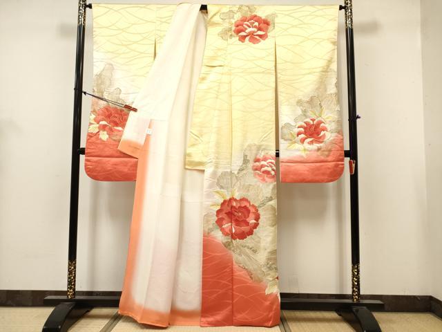 平和屋着物■豪華振袖 駒刺繍 牡丹 暈し染め 金糸 正絹 逸品 DABH5083ea