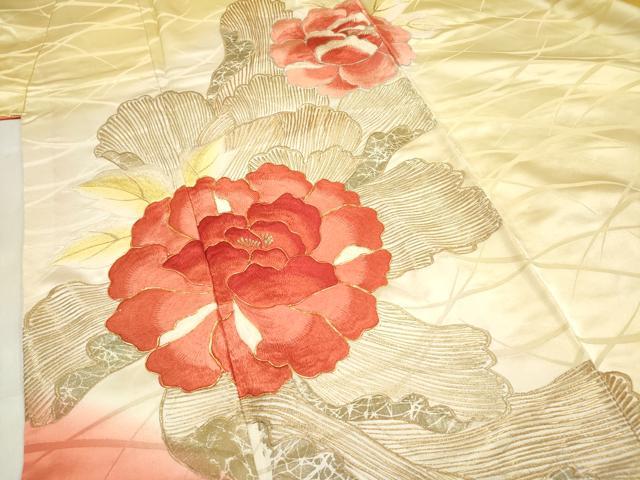 平和屋着物■豪華振袖 駒刺繍 牡丹 暈し染め 金糸 正絹 逸品 DABH5083ea