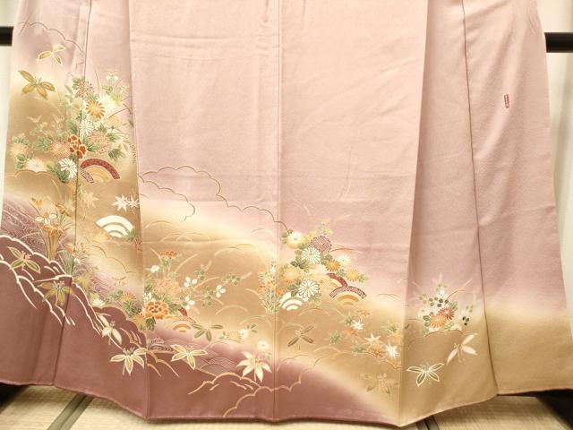 平和屋着物■訪問着 作家物 青海波笹花文 暈し染め 金彩 正絹 逸品 DABH5099ea