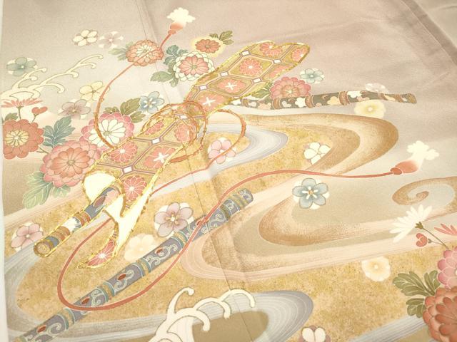 平和屋着物■豪華色留袖 作家物 駒刺繍 立波花文 横笛 暈し染め 金彩 正絹 逸品 DABH5100ea