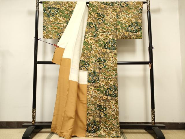 平和屋着物■上質な小紋 更紗花文 正絹 逸品 DABH5101ea