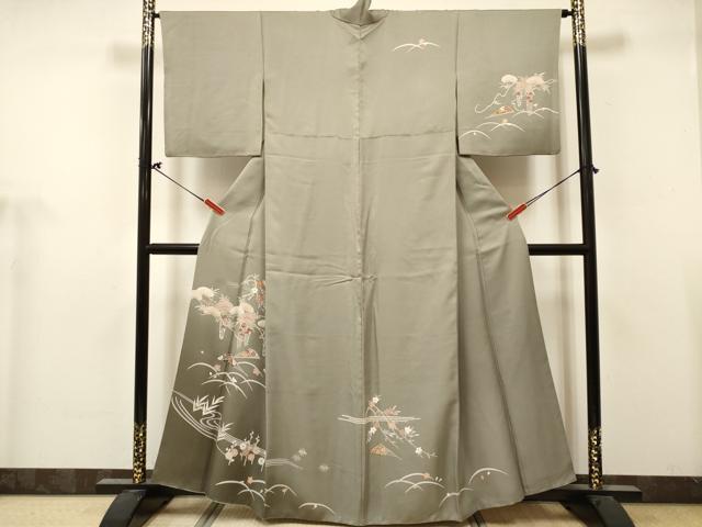 平和屋着物■訪問着 扇面枝垂れ桜花文 松竹梅 暈し染め 金彩 正絹 逸品 DABH5102ea