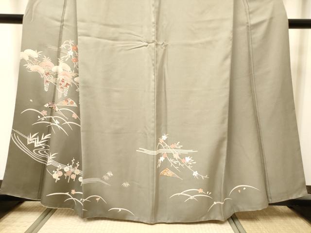 平和屋着物■訪問着 扇面枝垂れ桜花文 松竹梅 暈し染め 金彩 正絹 逸品 DABH5102ea