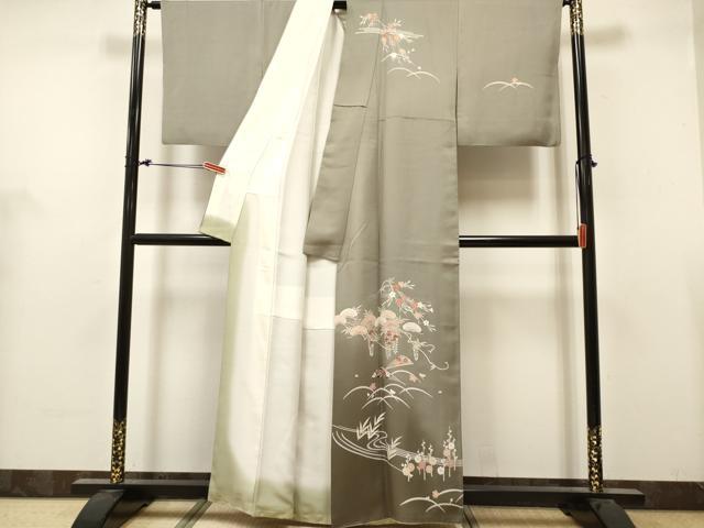 平和屋着物■訪問着 扇面枝垂れ桜花文 松竹梅 暈し染め 金彩 正絹 逸品 DABH5102ea