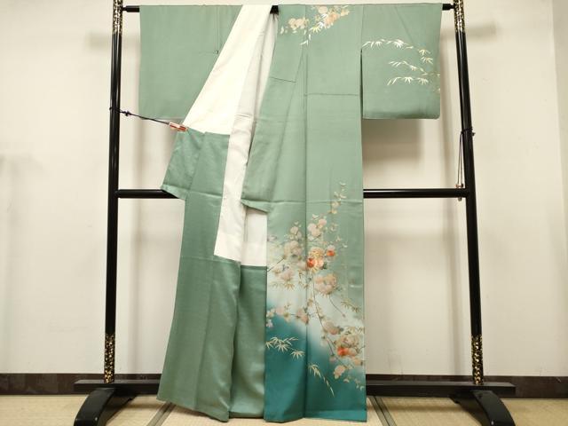 平和屋着物■訪問着 鏡裏菊笹文 暈し染め 金銀彩 正絹 逸品 DABH5104ea