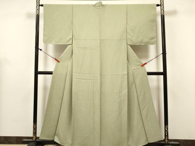 平和屋着物■上質な色無地 干割れ地紋 柳茶色 正絹 逸品 DABH5112ea