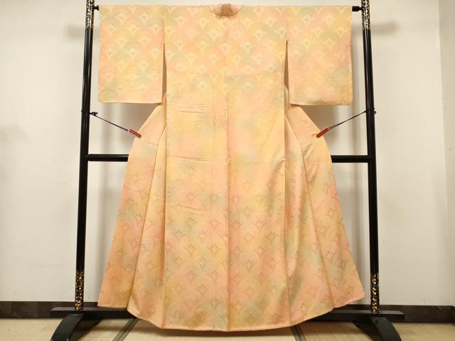 平和屋着物■上質な小紋 花青海波地紋 暈し染め 正絹 逸品 DABH5114ea