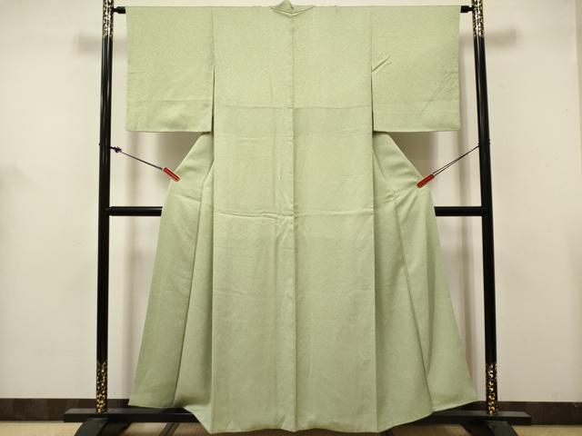 平和屋着物■上質な色無地 干割れ地紋 若菜色 正絹 逸品 DABH5118ea