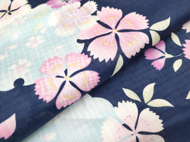 平和屋着物*夏物 綿紅梅 浴衣 女の子 子供 雪輪撫子文 綿 逸品 未使用 DABH5124ea