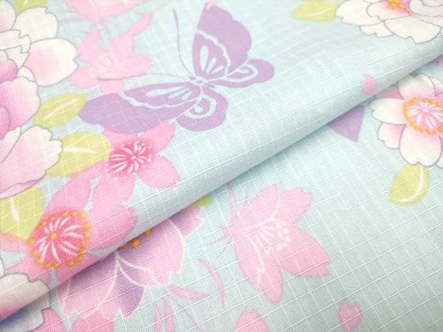 平和屋着物*夏物 綿紅梅 浴衣 女の子 子供 花蝶文 綿 逸品 DABH5130ea