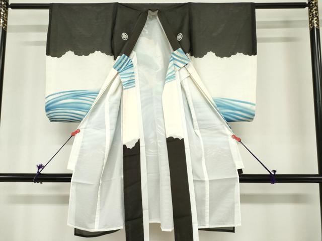 平和屋着物*夏物 お宮参り 男の子 祝着 産着 初着 のしめ 絽 手描き 鯉 笠松 金彩 DABH5230ea