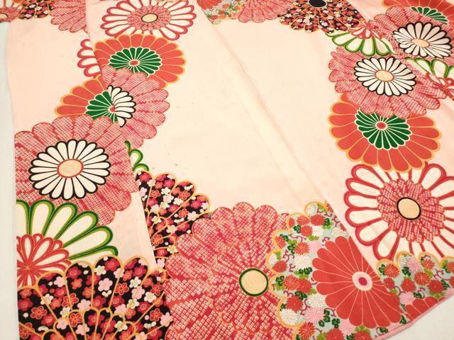 平和屋着物∵アンティーク 大正ロマン 女の子 十三参り 子供 舞花文 逸品 DABH5286ea