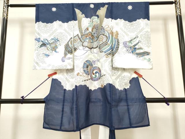 平和屋着物*夏物 お宮参り 男の子 祝着 産着 初着 のしめ 絽 龍 兜 楽器蜀江花文 DABH5300ea