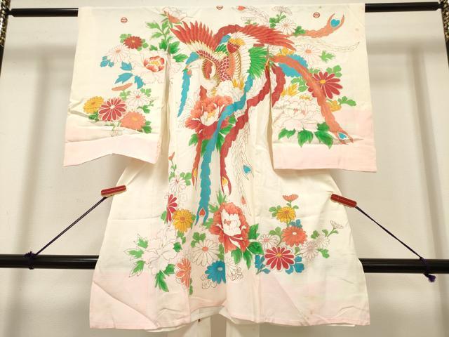 平和屋着物*夏物 お宮参り 女の子 祝着 産着 初着 のしめ 絽 朱雀牡丹菊文 金彩 逸品 DABH5307ea