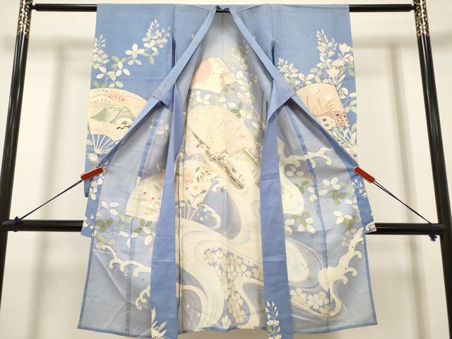平和屋着物*夏物 お宮参り 女の子 祝着 産着 初着 のしめ 絽 駒刺繍 苫舟萩撫子文 扇面 逸品 DABH5315ea