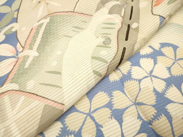 平和屋着物*夏物 お宮参り 女の子 祝着 産着 初着 のしめ 絽 駒刺繍 苫舟萩撫子文 扇面 逸品 DABH5315ea